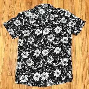White and black men's small Hawaiian button down